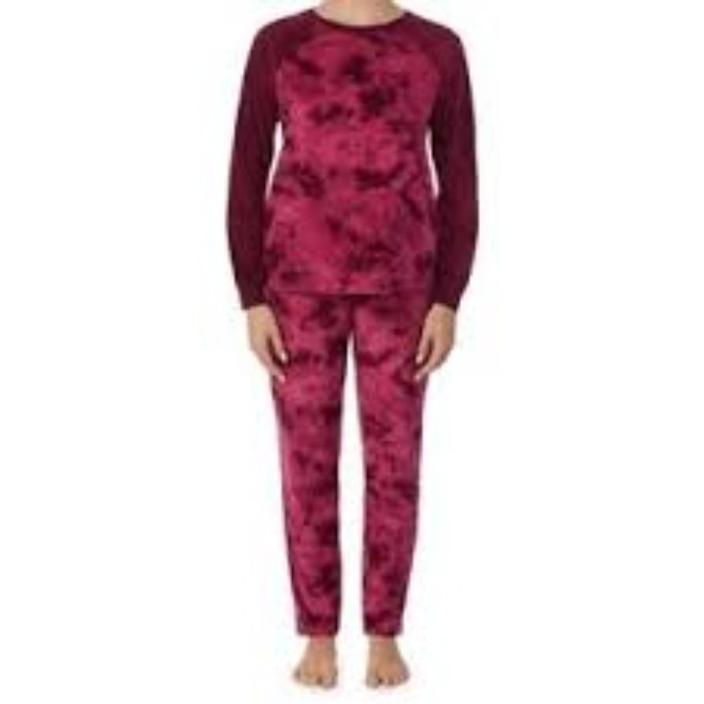 Secret Treasure Blossom Tie Dye Women's Super Soft Velour Raglan Sleeve Pajama